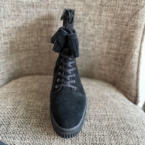 Franco Sarto L-Becks Boots Size 9 Black Suede Leather - Picture 5 of 12